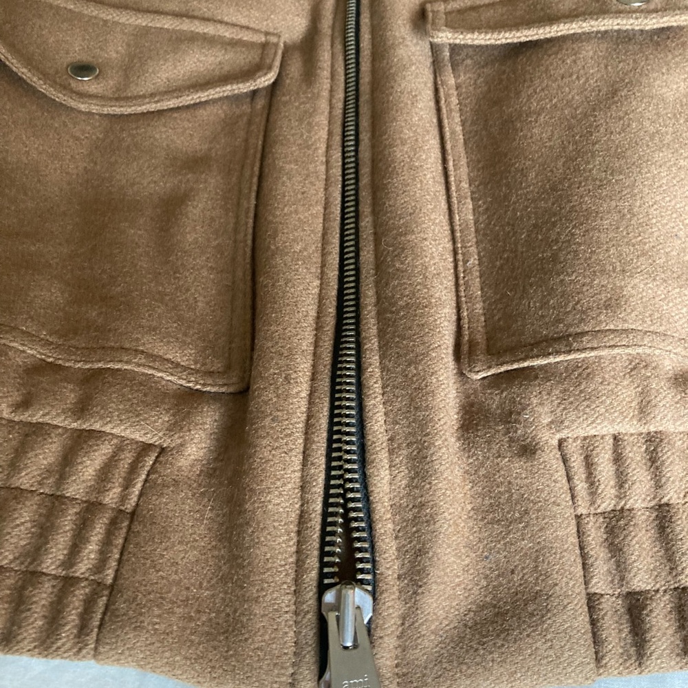 Brown Shearling Collar Bomber Jacket - image 3
